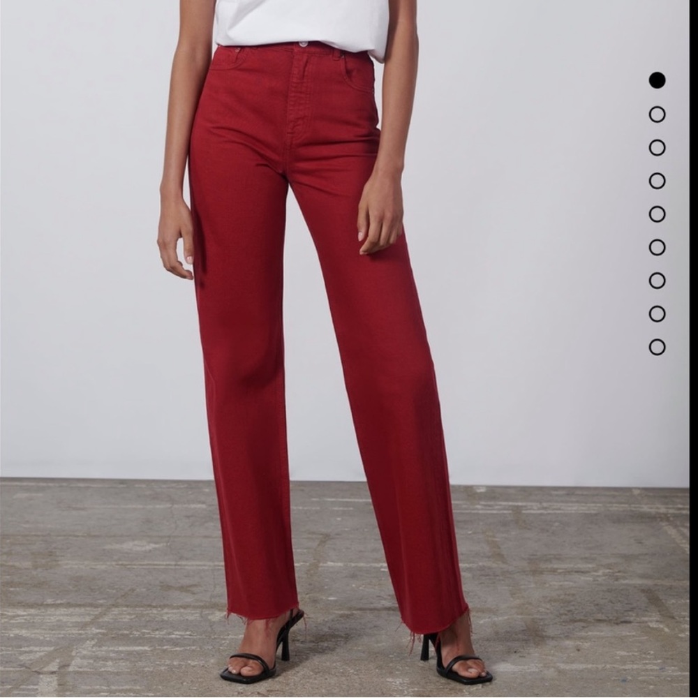 Zara The 90’s Full Length Red Jeans